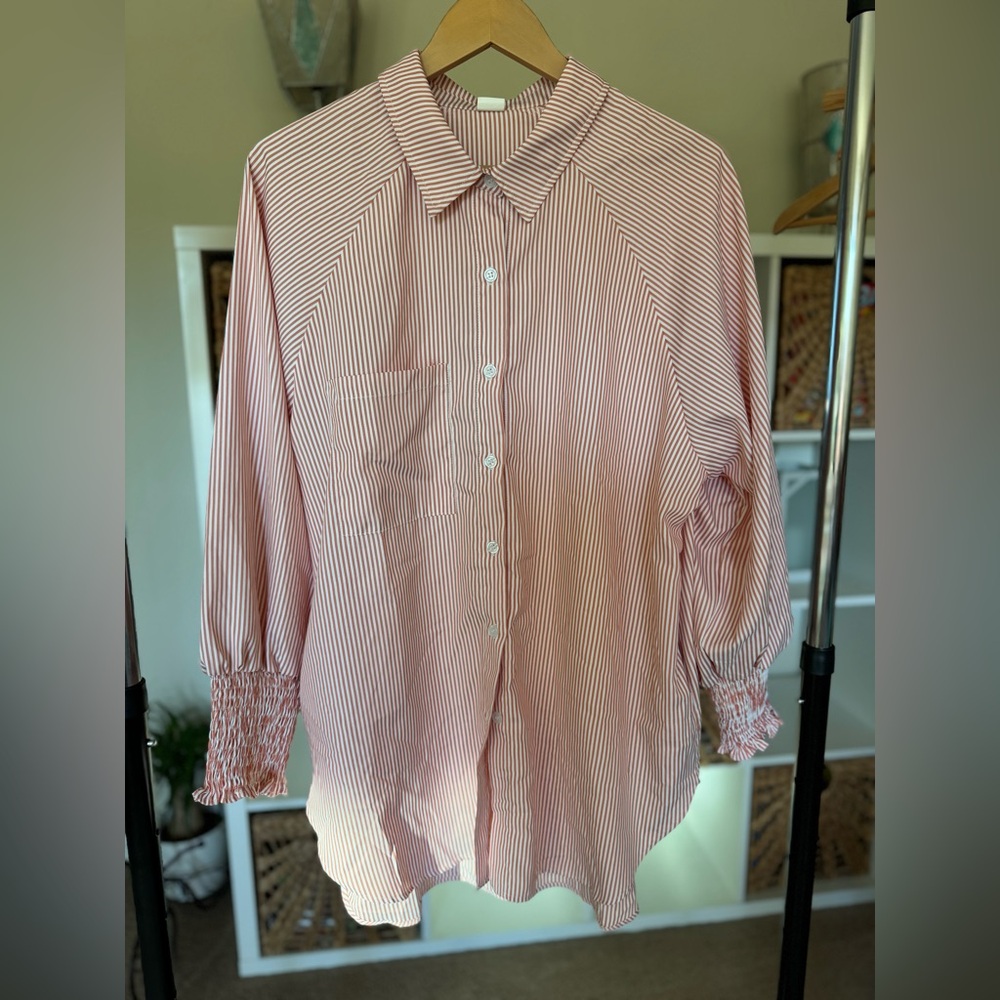 Asvivid Stripped Shirt Smocked Sleeve